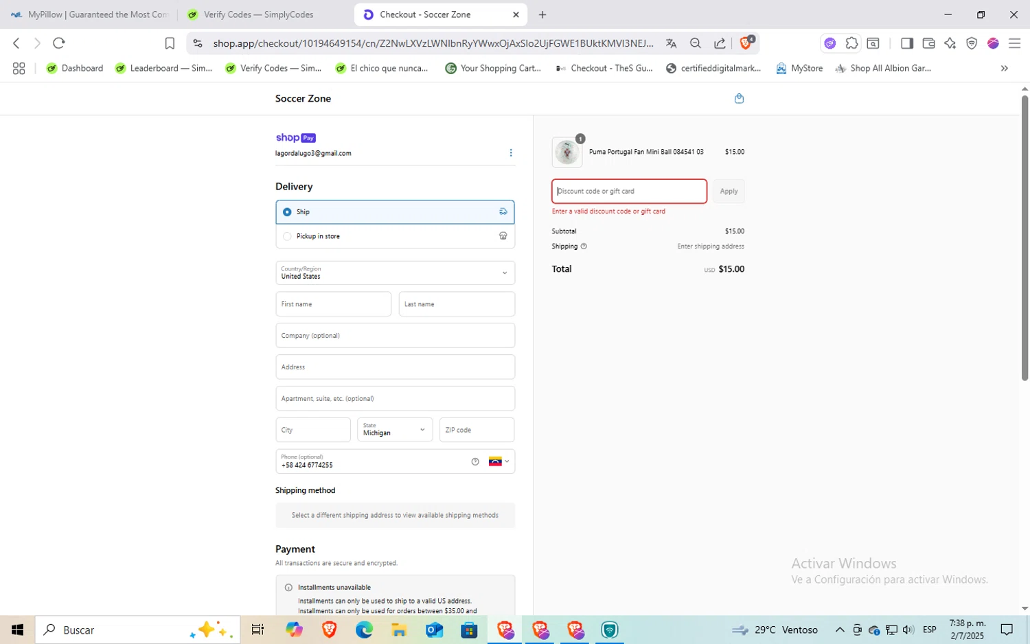 Soccer Zone discount code screenshot showing code 30OFF applied at Soccer Zone checkout page. Uploaded by SimplyCodes community member Rayyyyyy on Jul 2, 2025