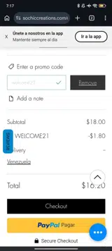 welcome21 coupon verification screenshot