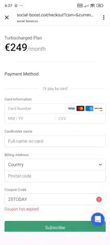 25TODAY coupon verification screenshot