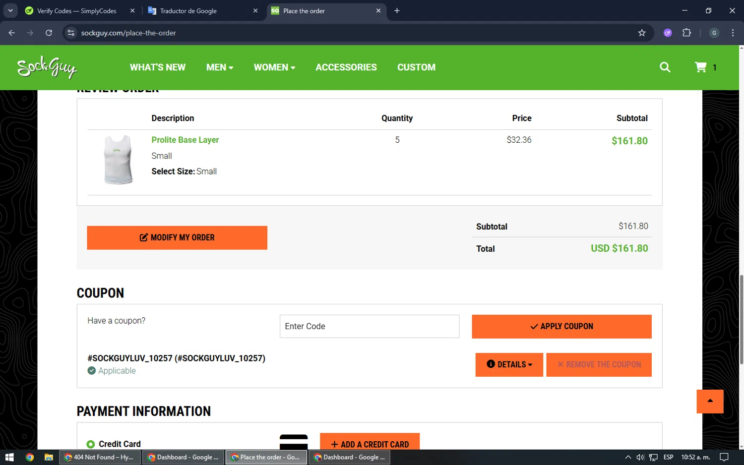 SockGuy promo code screenshot showing code #SOCKGUYLUV_10257 applied at SockGuy checkout page. Uploaded by SimplyCodes community member TOUSEN on Jul 23, 2025