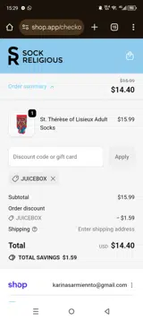 Juicebox coupon verification screenshot