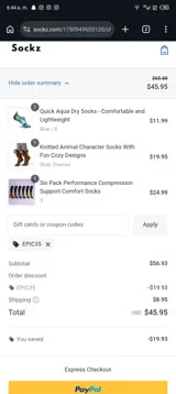 EPIC35 coupon verification screenshot
