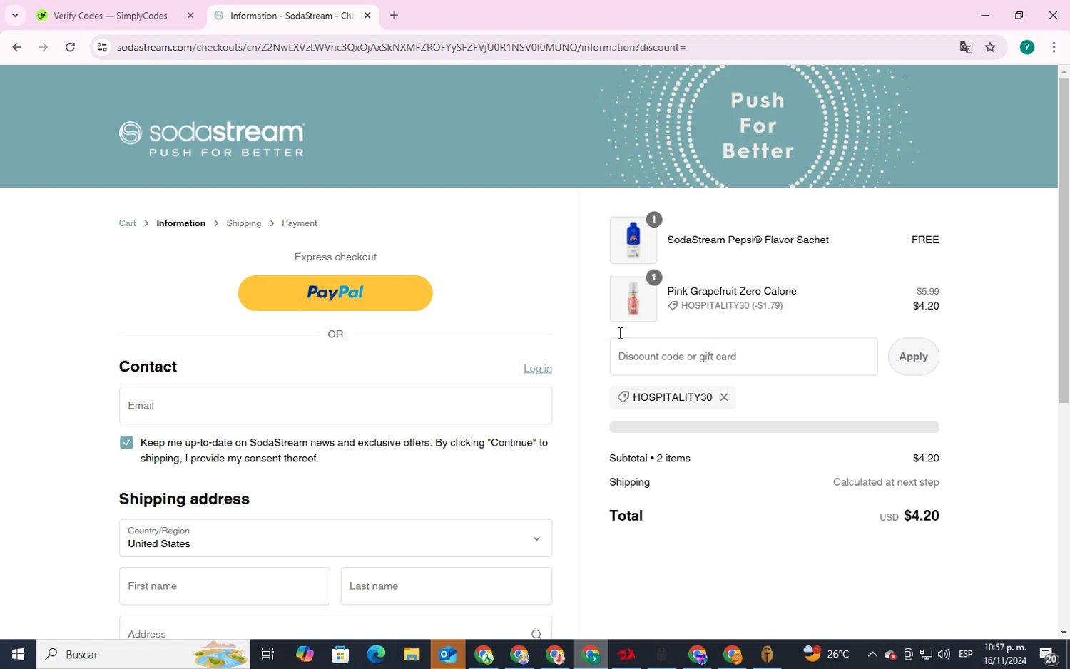 where to use SodaStream promo code box