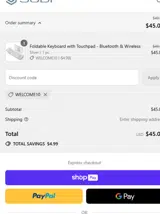 WELCOME10 coupon verification screenshot
