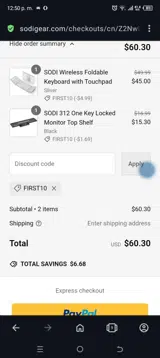 First10 coupon verification screenshot