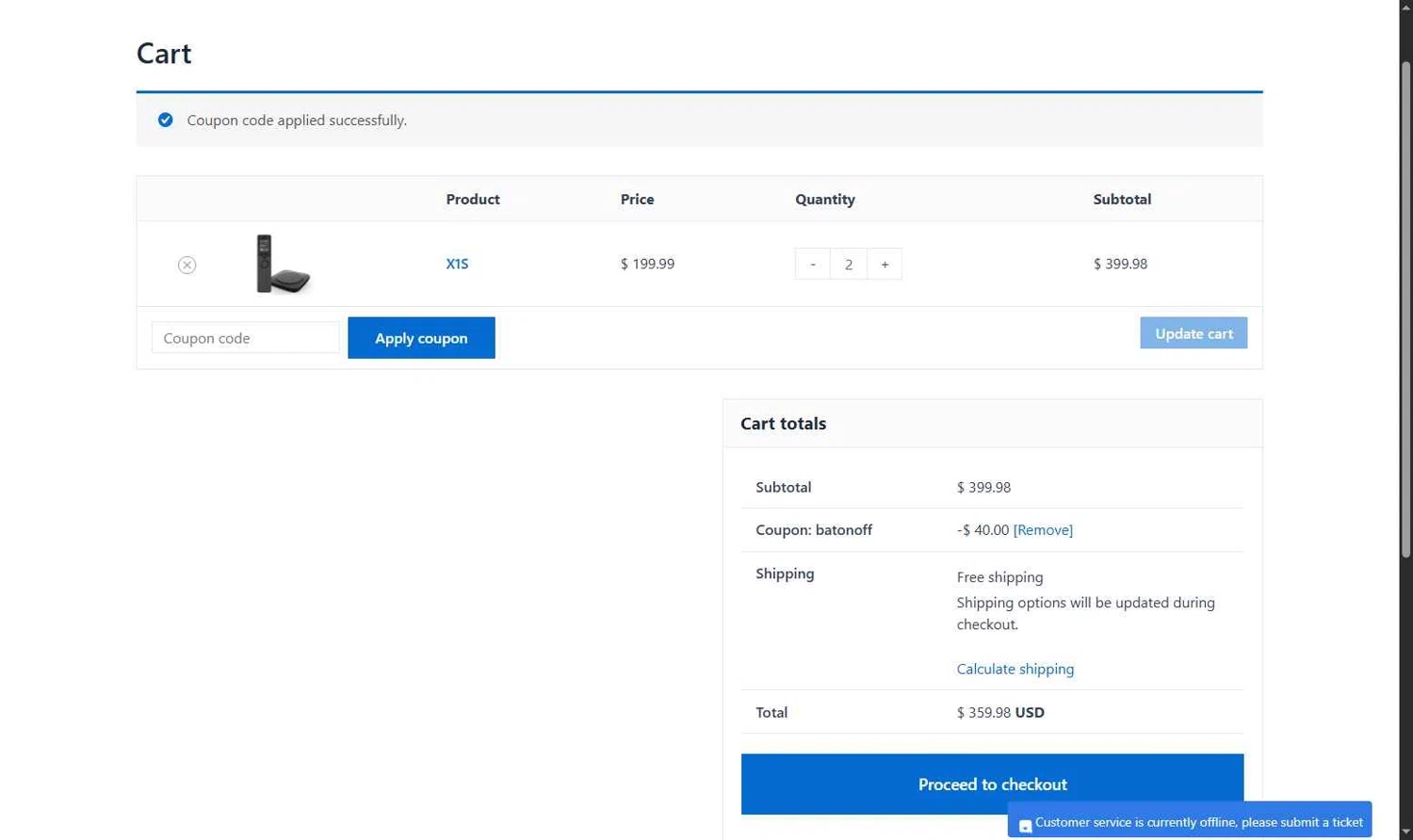 SofaBaton coupon code screenshot showing code batonoff applied at SofaBaton checkout page. Uploaded by SimplyCodes community member luffyreturn on Jul 26, 2025