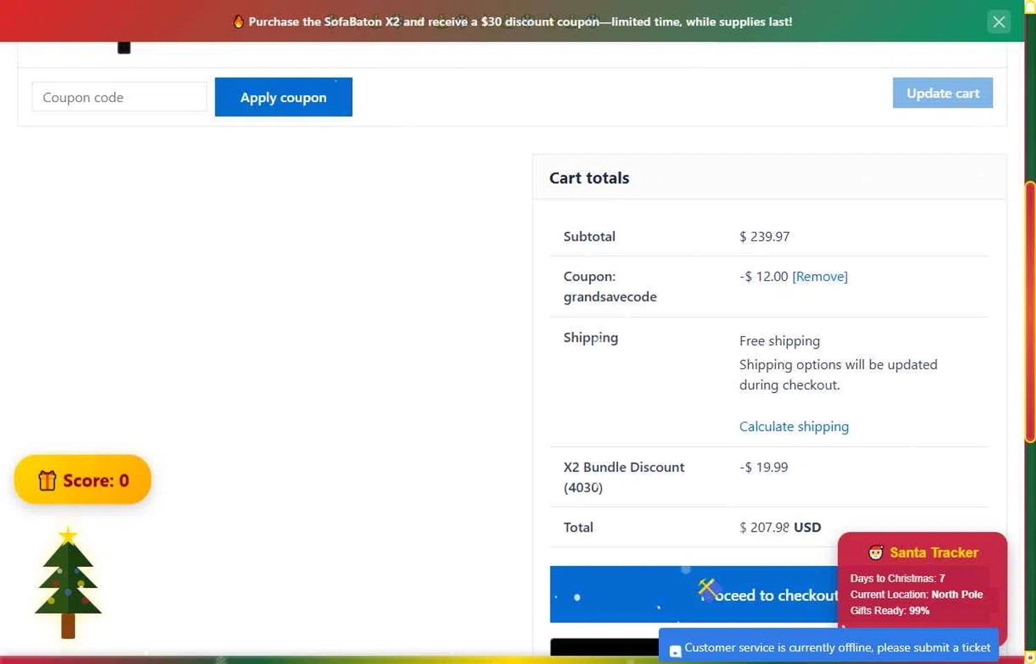 SofaBaton coupon code screenshot showing code grandsavecode applied at SofaBaton checkout page. Uploaded by SimplyCodes community member VoucherSpotter9376 on Dec 20, 2025