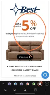 BEST5 coupon verification screenshot