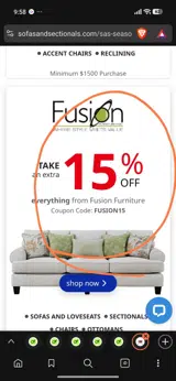 FUSION15 coupon verification screenshot