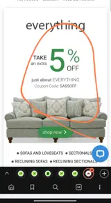 SAS5OFF coupon verification screenshot
