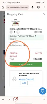 CRAFT30 coupon verification screenshot