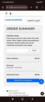 Thank10 coupon verification screenshot