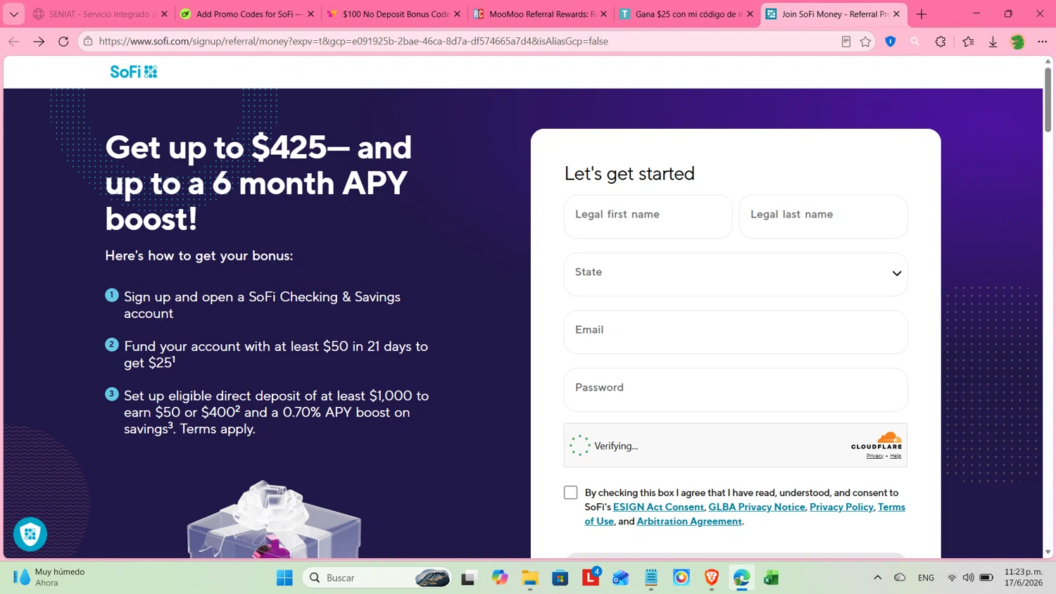 SoFi promo code screenshot showing code e091925b applied at SoFi checkout page. Uploaded by SimplyCodes community member cosita on Jun 18, 2026