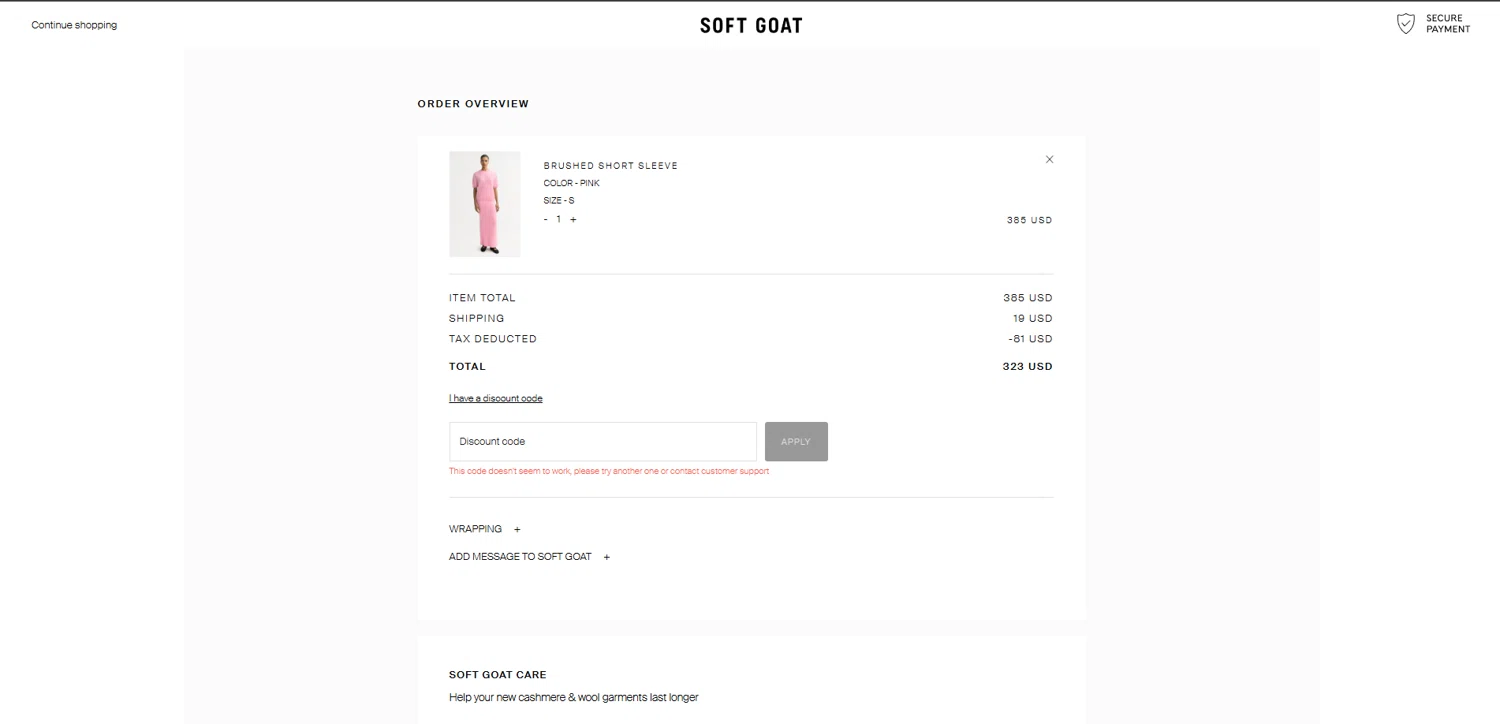 Soft Goat promo code screenshot showing code CODE10 applied at Soft Goat checkout page. Uploaded by SimplyCodes community member ishidashoya on Jul 18, 2025