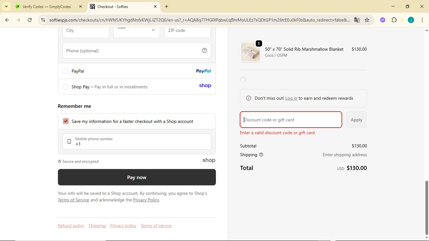 Softies discount code screenshot showing code save15 applied at Softies checkout page. Uploaded by SimplyCodes community member GoldDefender3268 on Nov 15, 2025