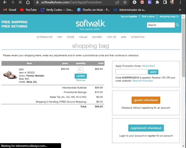 SoftWalk checkout page showing SoftWalk promo code box | Screenshot taken by SimplyCodes community member on Feb 2, 2023