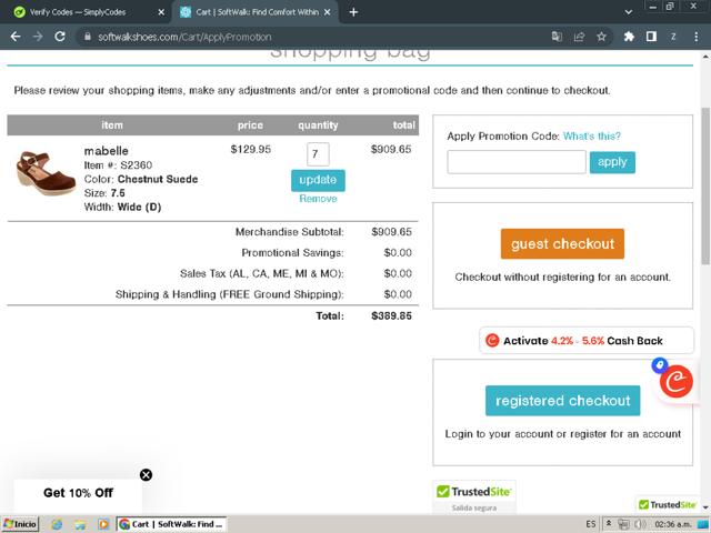 SoftWalk checkout page showing SoftWalk promo code box | Screenshot taken by SimplyCodes community member on Jul 8, 2024