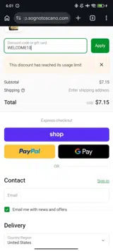 Sogno Toscano coupon verification screenshot