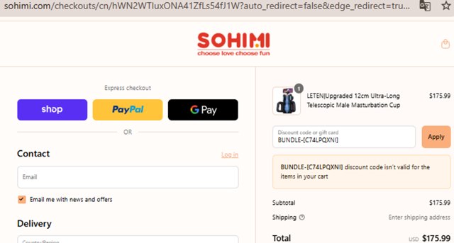Sohimi checkout page showing Sohimi promo code box | Screenshot taken by SimplyCodes community member on Sep 2, 2025