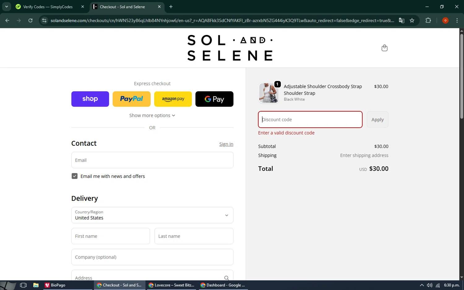 Sol and Selene discount code screenshot showing code spooky31 applied at Sol and Selene checkout page. Uploaded by SimplyCodes community member CashAdmiral6490 on Nov 7, 2025