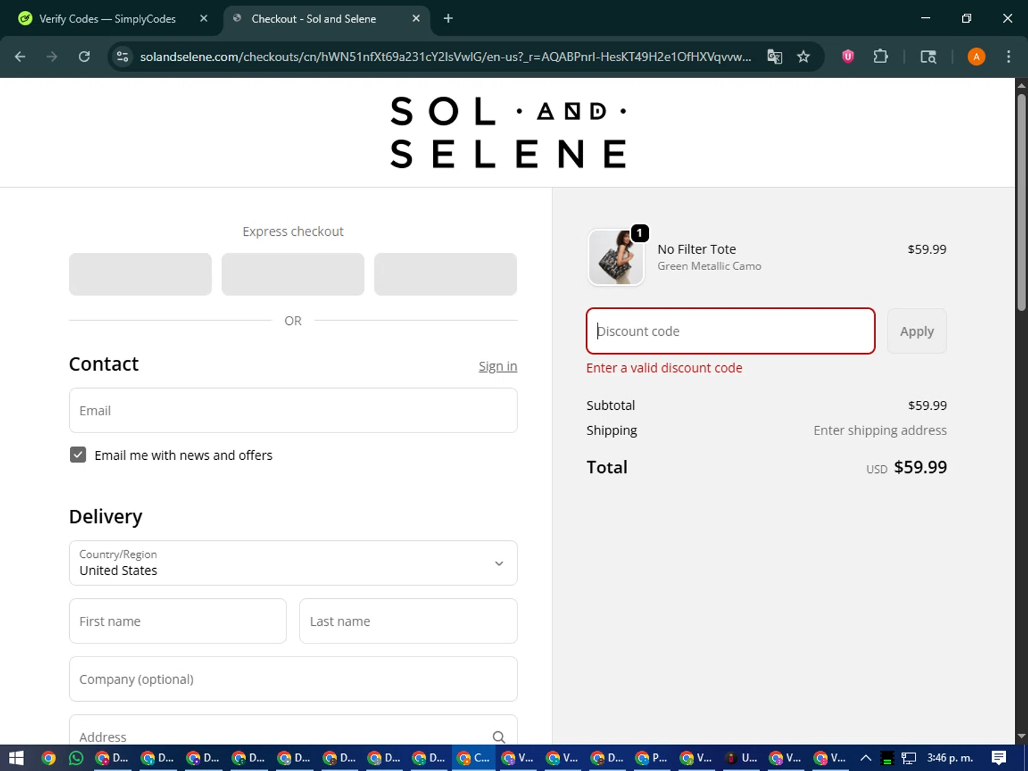 Sol and Selene discount code screenshot showing code spooky31 applied at Sol and Selene checkout page. Uploaded by SimplyCodes community member MoneyPhoenix4664 on Nov 7, 2025