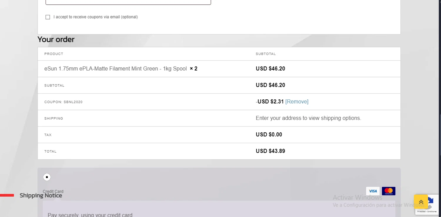 Solarbotics promo code screenshot showing code SBNL2020 applied at Solarbotics checkout page. Uploaded by SimplyCodes community member RewardLynx9164 on May 19, 2025