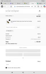 Solar Eclipse coupon verification screenshot