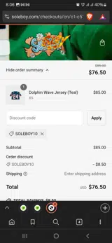 Soleboy10 coupon verification screenshot