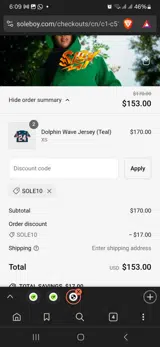 Sole10 coupon verification screenshot