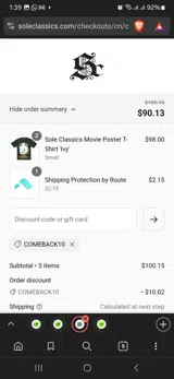 Comeback10 coupon verification screenshot