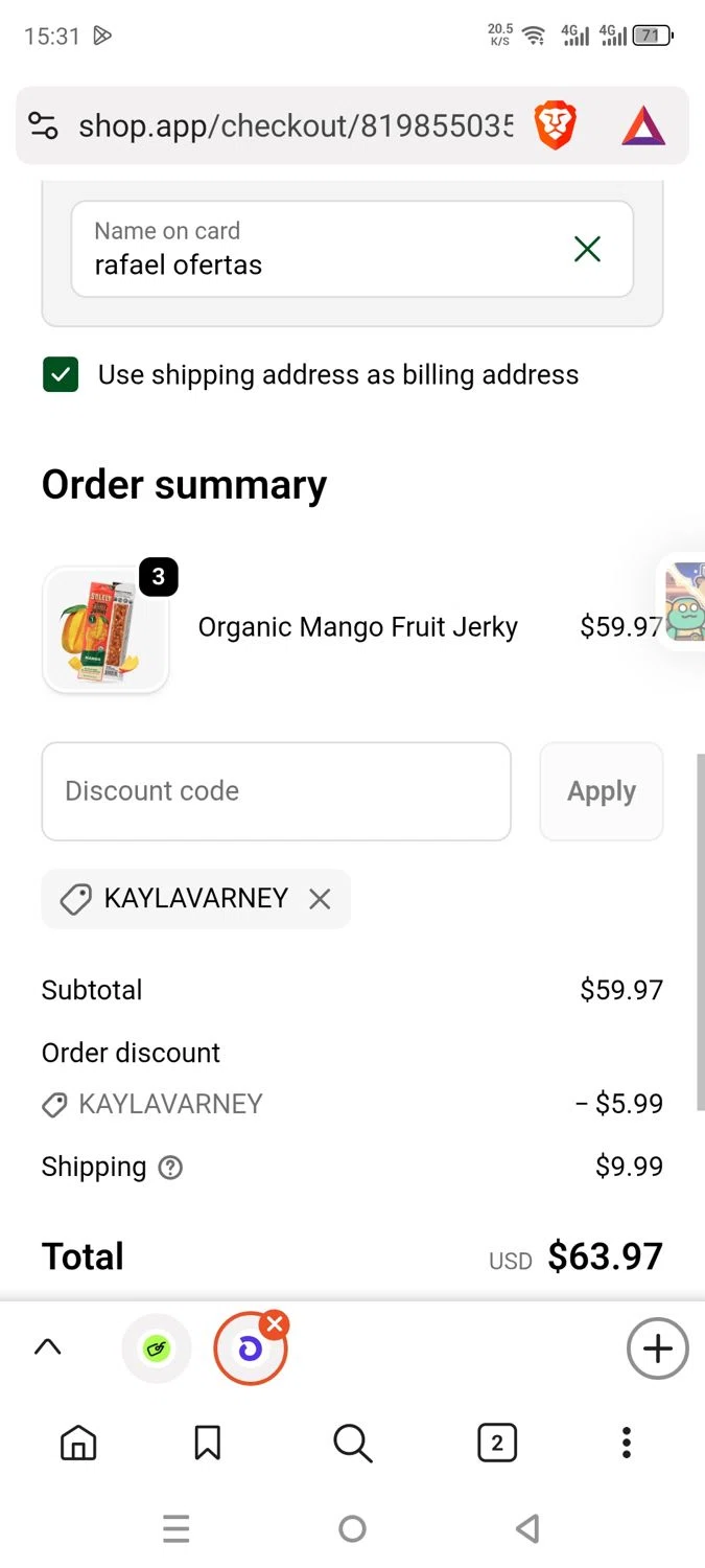 Solely discount code screenshot showing code kaylavarney applied at Solely checkout page. Uploaded by SimplyCodes community member dayselis15 on Sep 19, 2025
