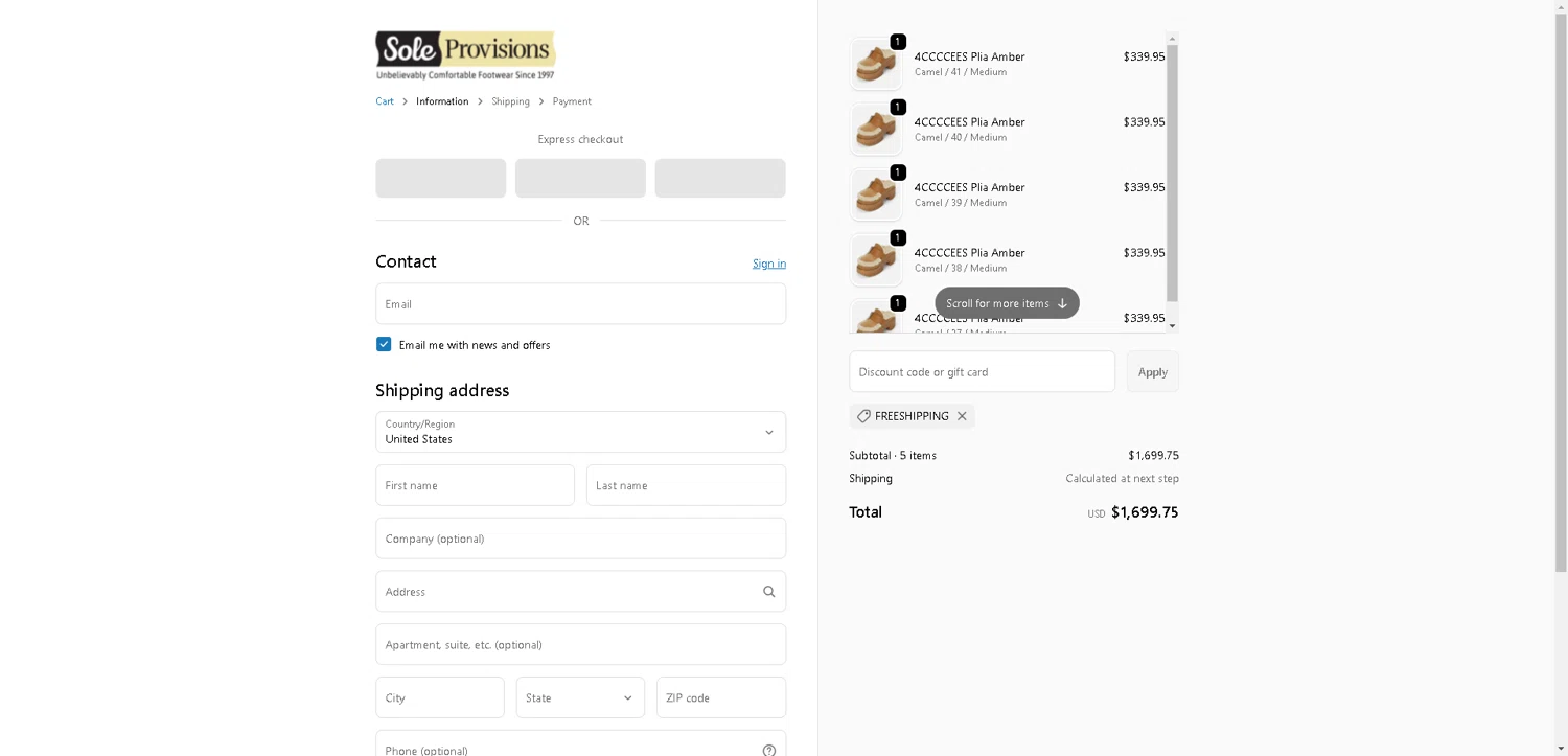 Sole Provisions promo code screenshot showing code FREESHIPPING applied at Sole Provisions checkout page. Uploaded by SimplyCodes community member VictoriousFinder4393 on Oct 27, 2025
