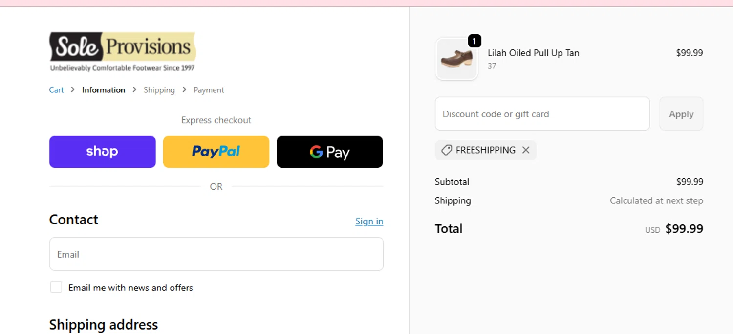 Sole Provisions checkout page showing Sole Provisions promo code box | Screenshot taken by SimplyCodes community member on Feb 13, 2026