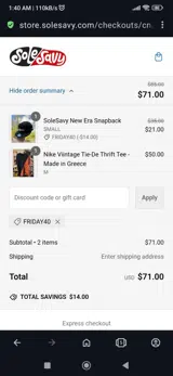 Friday40 coupon verification screenshot