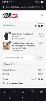 CASIO20 coupon verification screenshot