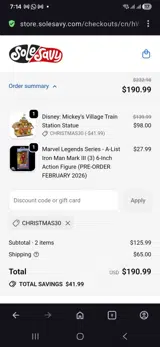 CHRISTMAS30 coupon verification screenshot