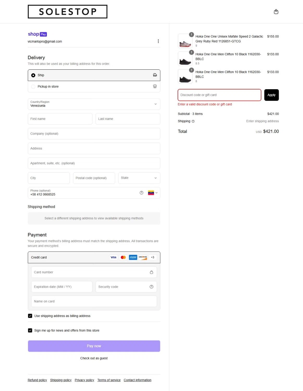 Solestop coupon code screenshot showing code ELOSTART applied at Solestop checkout page. Uploaded by SimplyCodes community member Maylinlr on Apr 18, 2025