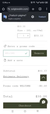 WELCOME coupon verification screenshot