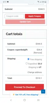 superdealgift coupon verification screenshot
