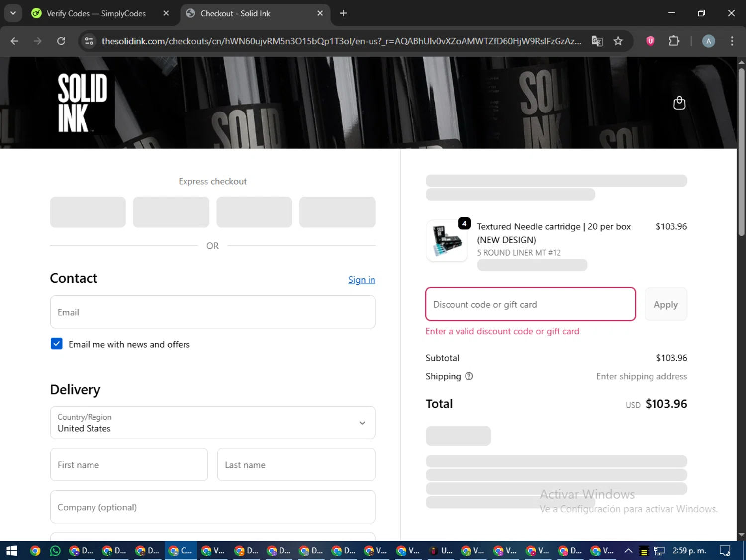 Solid Ink discount code screenshot showing code BF2025 applied at Solid Ink checkout page. Uploaded by SimplyCodes community member trippieredd on Dec 3, 2025