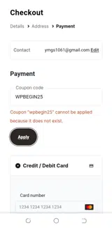 WPBEGIN25 coupon verification screenshot