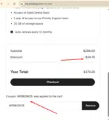 WPBEGIN25 coupon verification screenshot