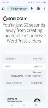 MULTI50SAVE coupon verification screenshot