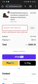 Take20 coupon verification screenshot