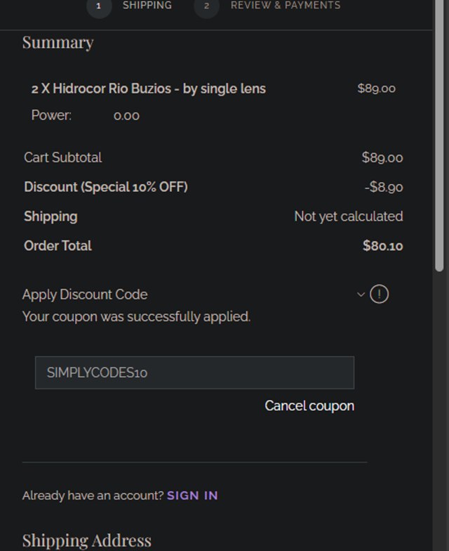 Solotica checkout page showing Solotica coupon code box | Screenshot taken by SimplyCodes community member on Jan 23, 2025