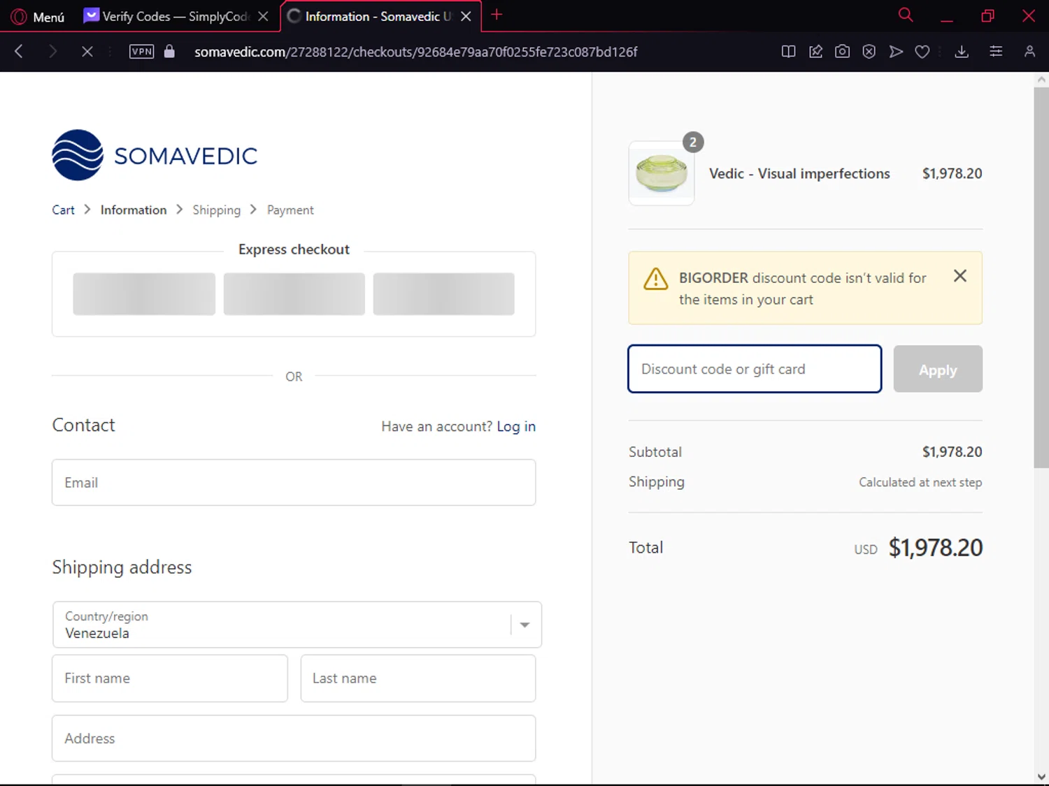where to use Somavedic promo code box