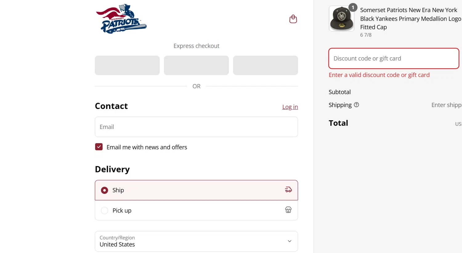 Somerset Patriots promo code screenshot showing code ATLSAVE10 applied at Somerset Patriots checkout page. Uploaded by SimplyCodes community member Ladybug on Aug 5, 2025