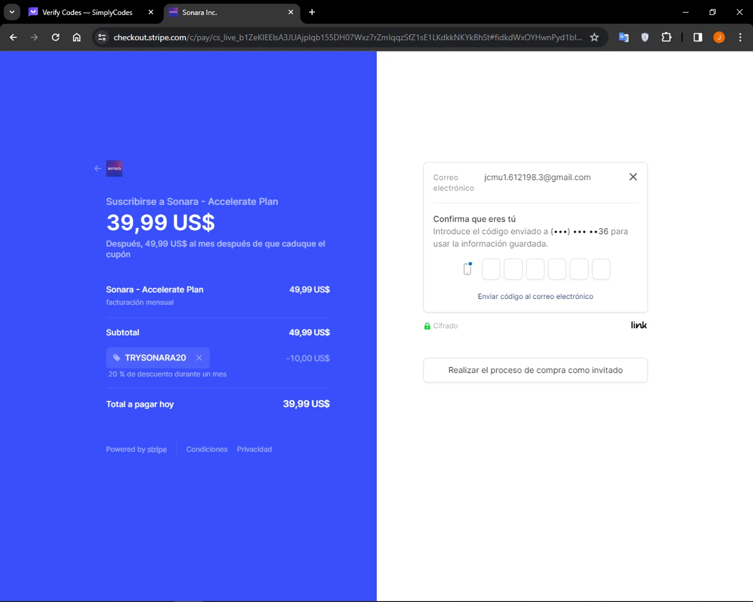 where to use Sonara Ai promo code box