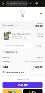 LEIREJUNE coupon verification screenshot