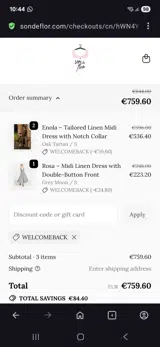Welcomeback coupon verification screenshot